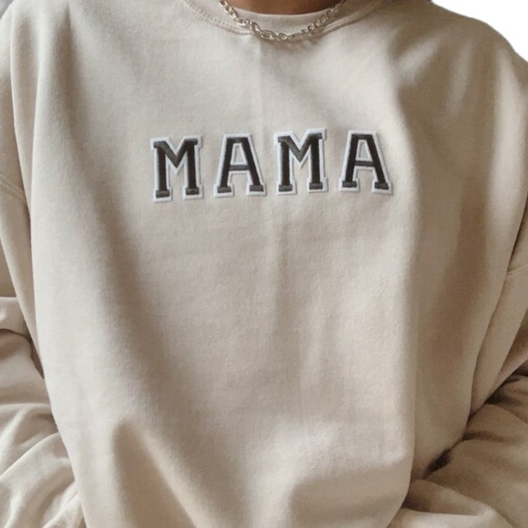 beige โMAMAโ crewneck โก neutral aesthetic | unisex crewneck sweatshirt - Picture 3 of 7